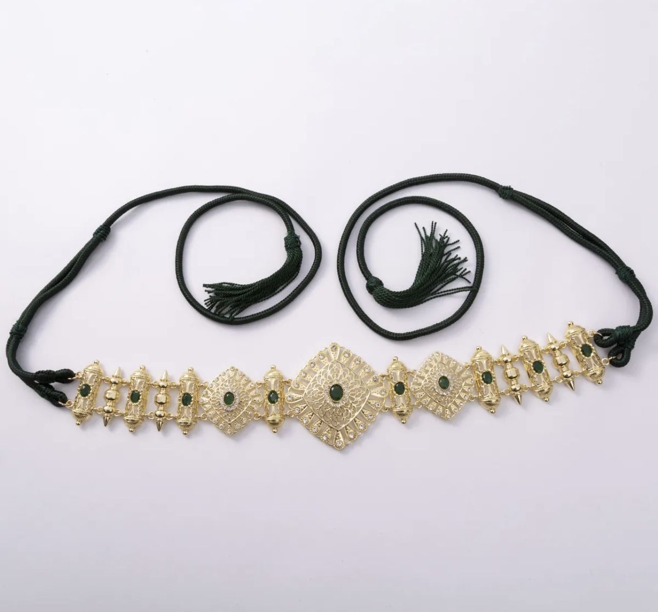 Moroccan rope belt - Green/gold