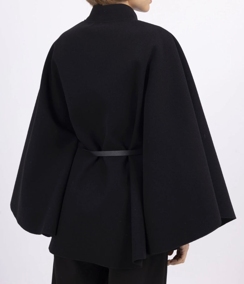 Poncho with belt - Black