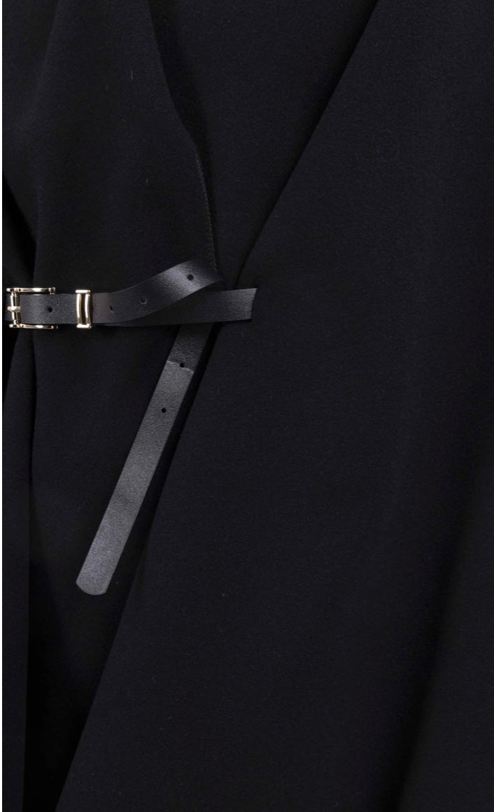 Poncho with belt - Black