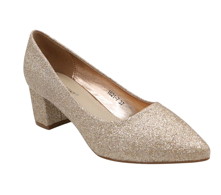 Square heel pumps - Champagne