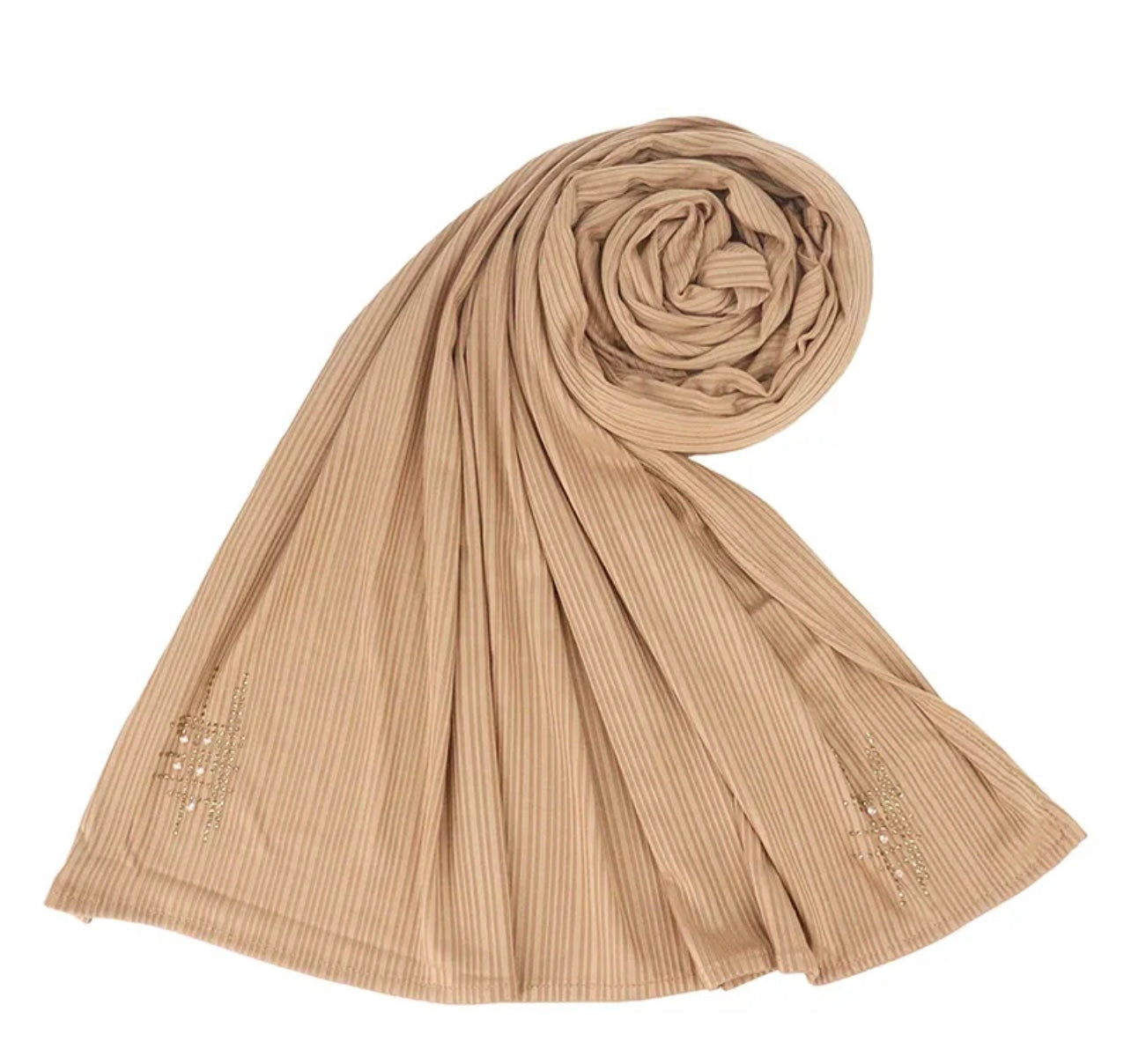 Ribbed scarves with stones - Caramel