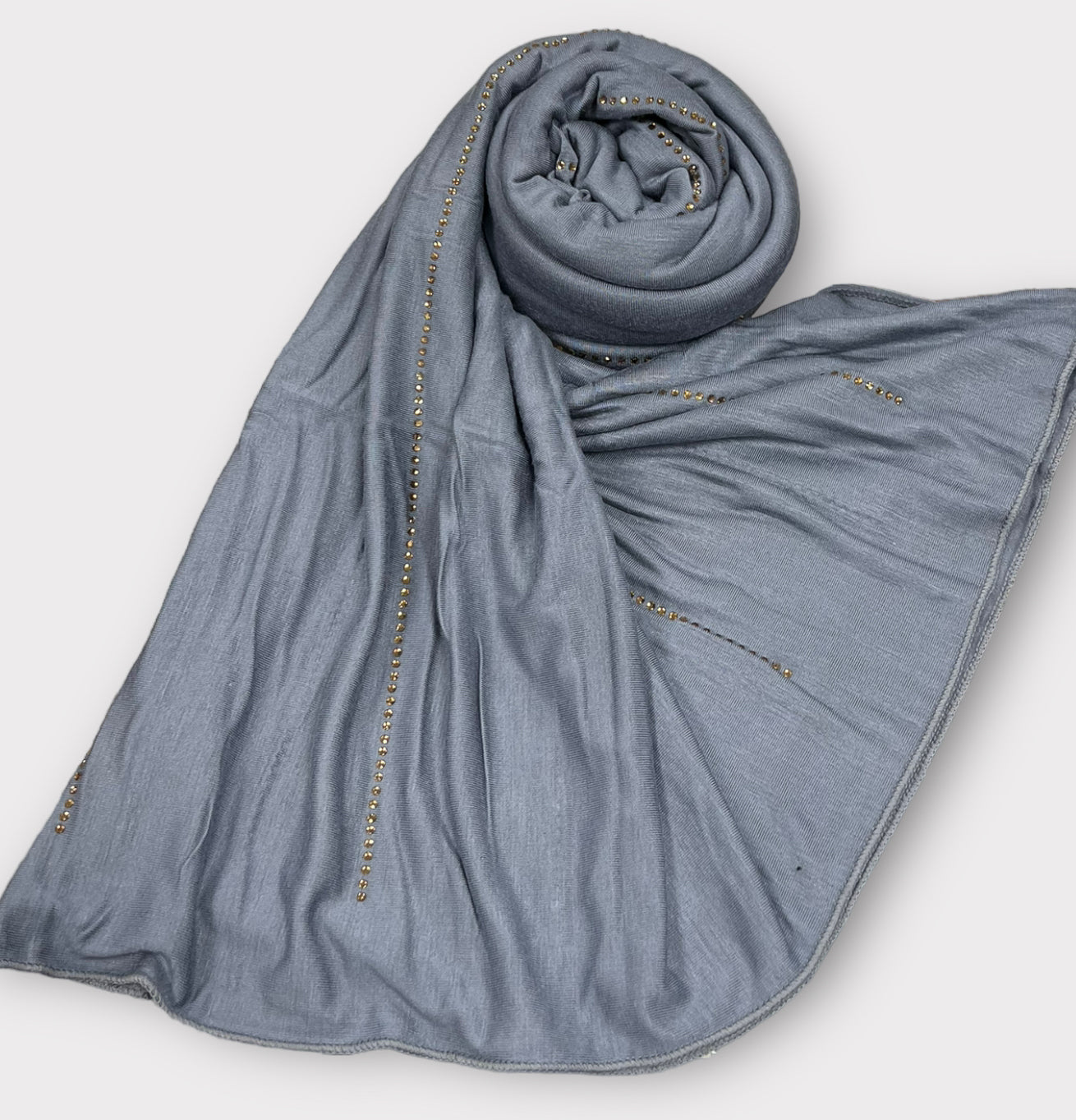 Jersey scarf with stones - Denim blue