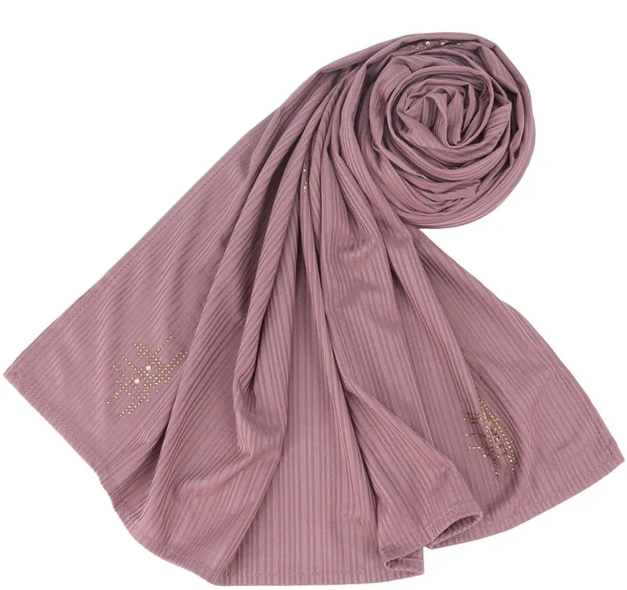 Ribbed scarves with stones - Pink
