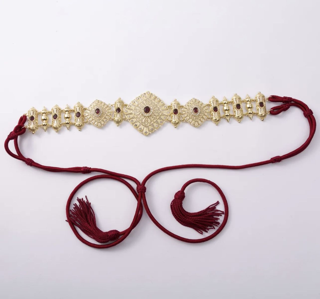 Moroccan rope belt - Red/gold