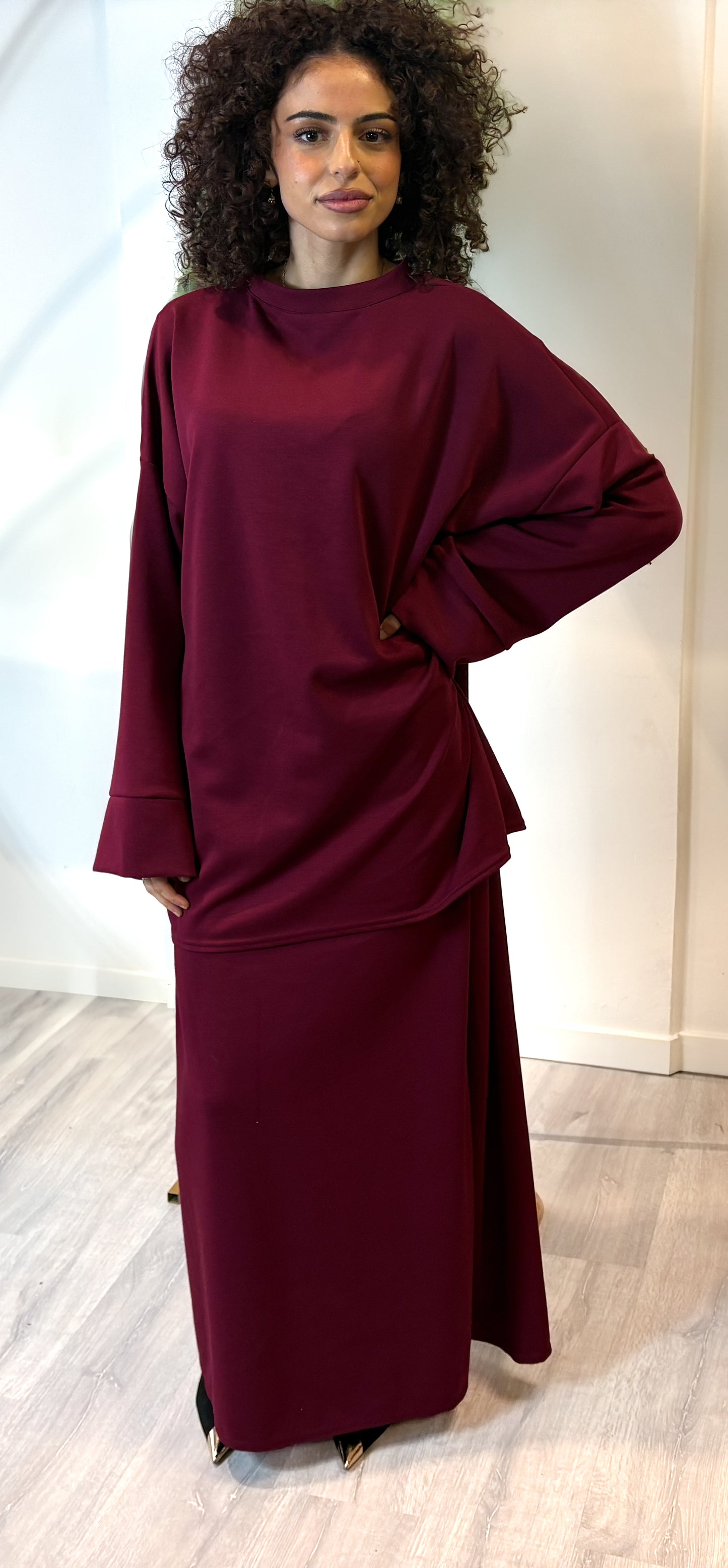 Set Top and skirt - burgundy red