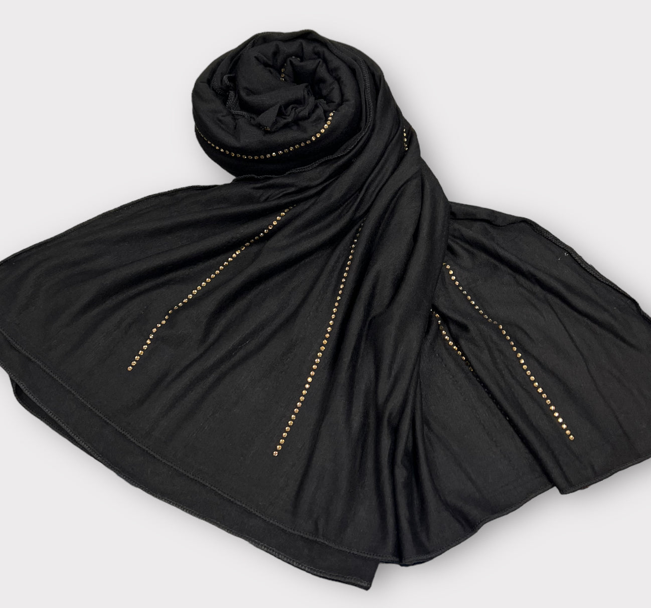 Jersey scarf with stones - Black
