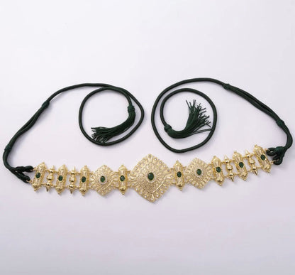 Moroccan rope belt - Green/gold
