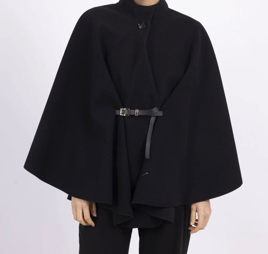Poncho with belt - Black