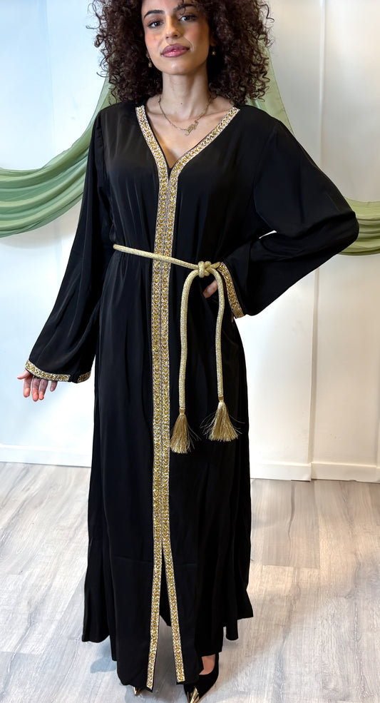 Dress with rope belt - Black/gold