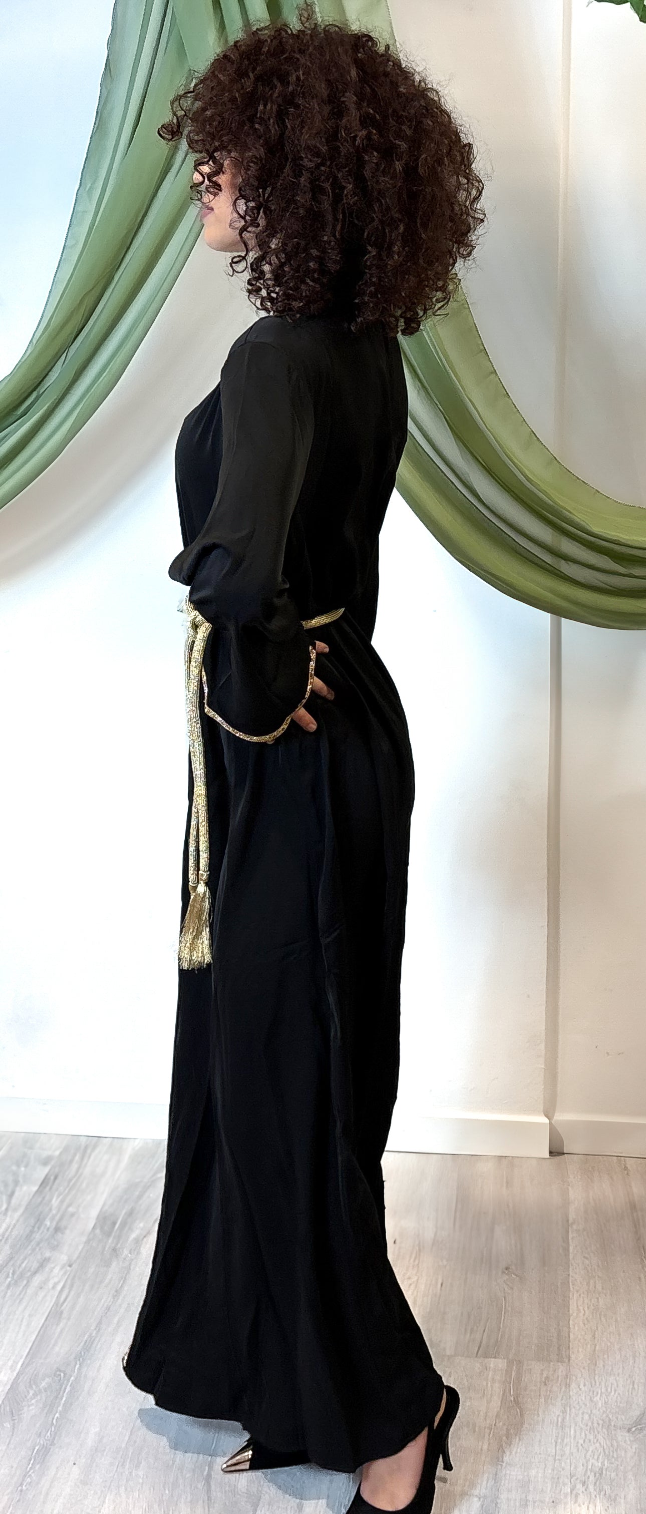 Dress with rope belt - Black/gold