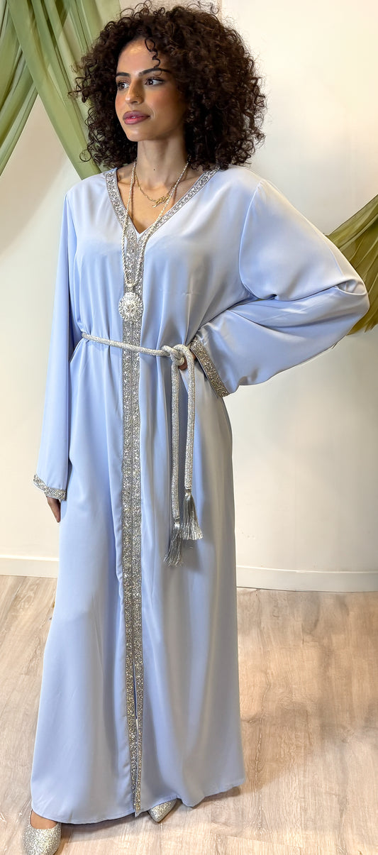 Dress with rope belt - Blue/silver