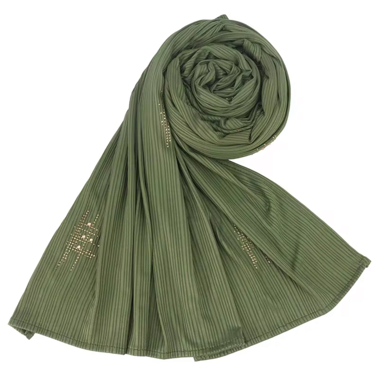 Ribbed scarves with stones - green