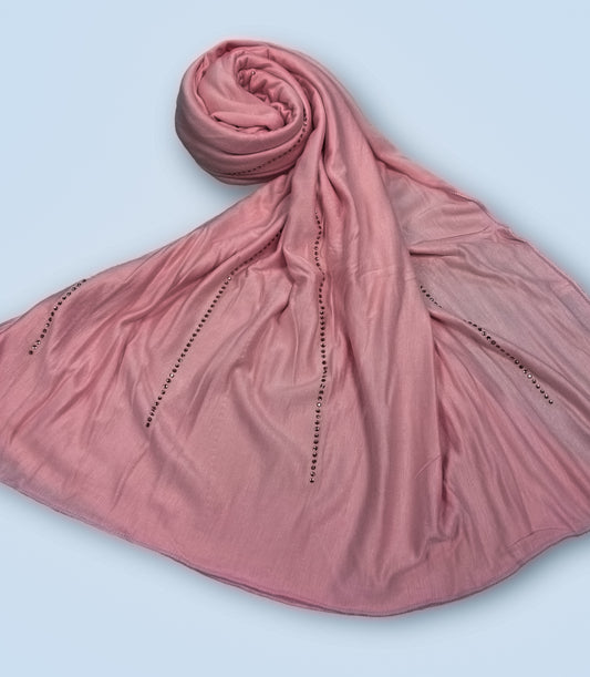 Jersey scarf with stones - Pink