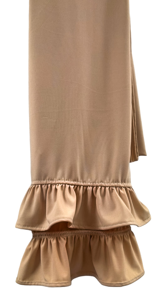 Premium scarf with ruffles - Beige