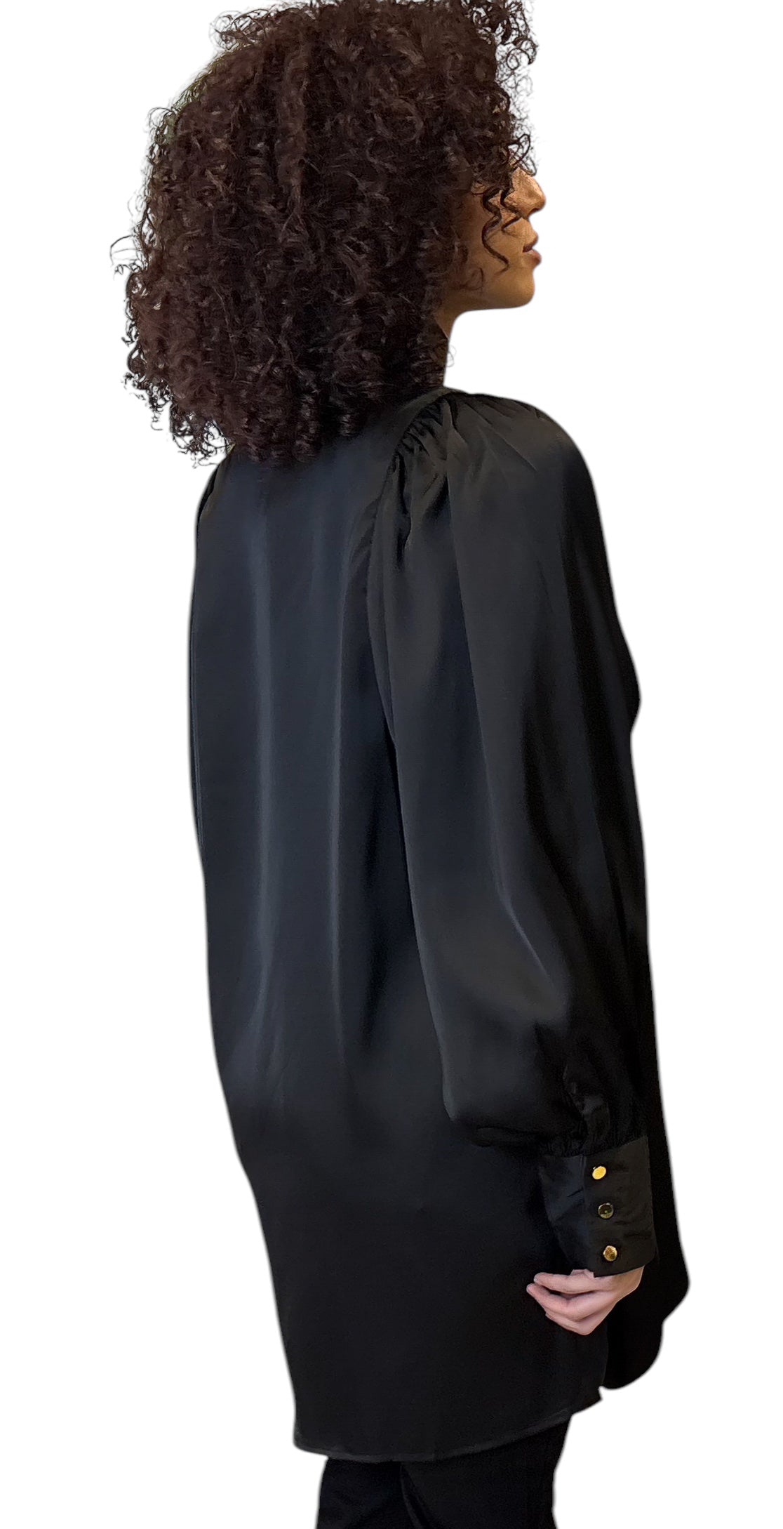Satin tunic blouse - Black
