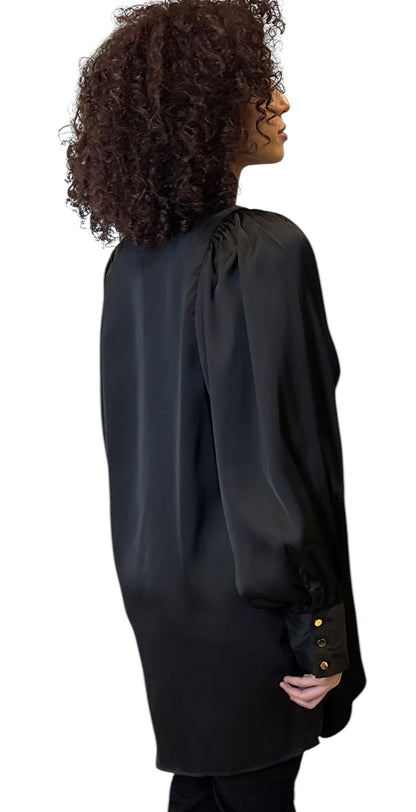 Satin tunic blouse - Black