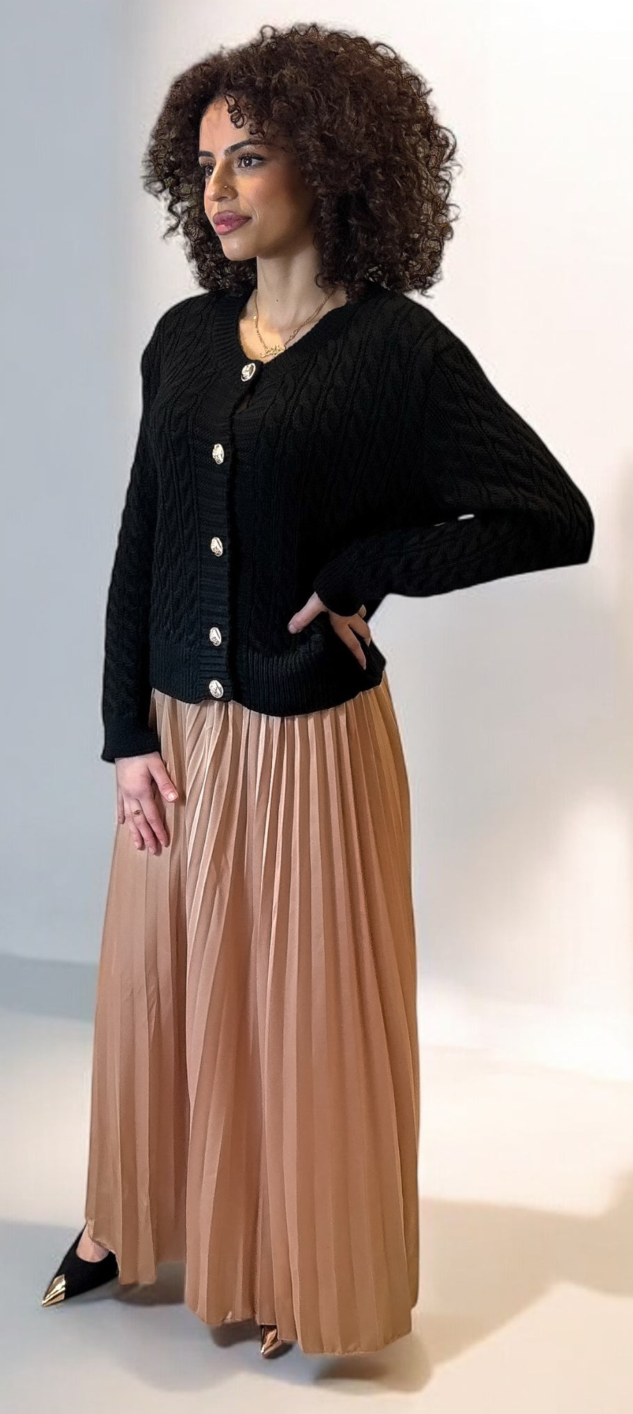 Satin plisse skirt