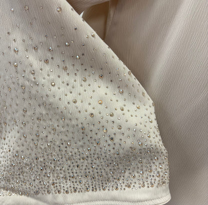 Dress with stones on sleeves - beige/yellow