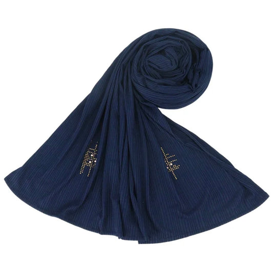 Ribbed scarves with stones - Blue