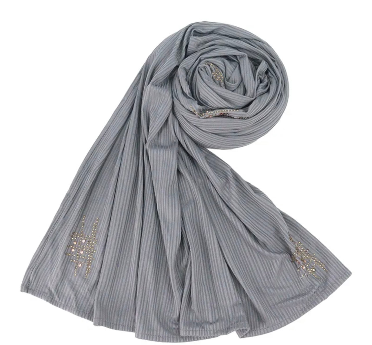 Ribbed scarves with stones - Grey
