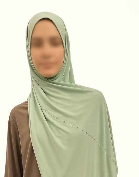 Premium scarf with stones - Mint greeen
