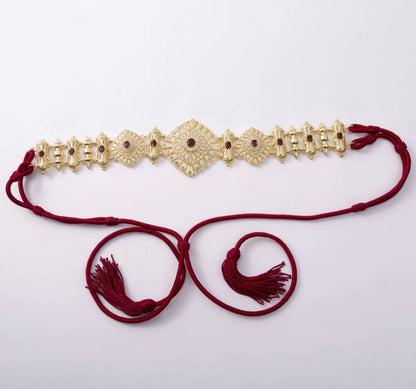 Moroccan rope belt - Red/gold