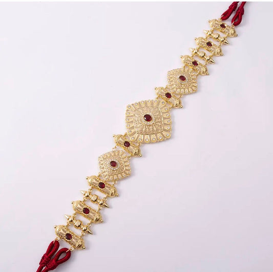 Moroccan rope belt - Red/gold