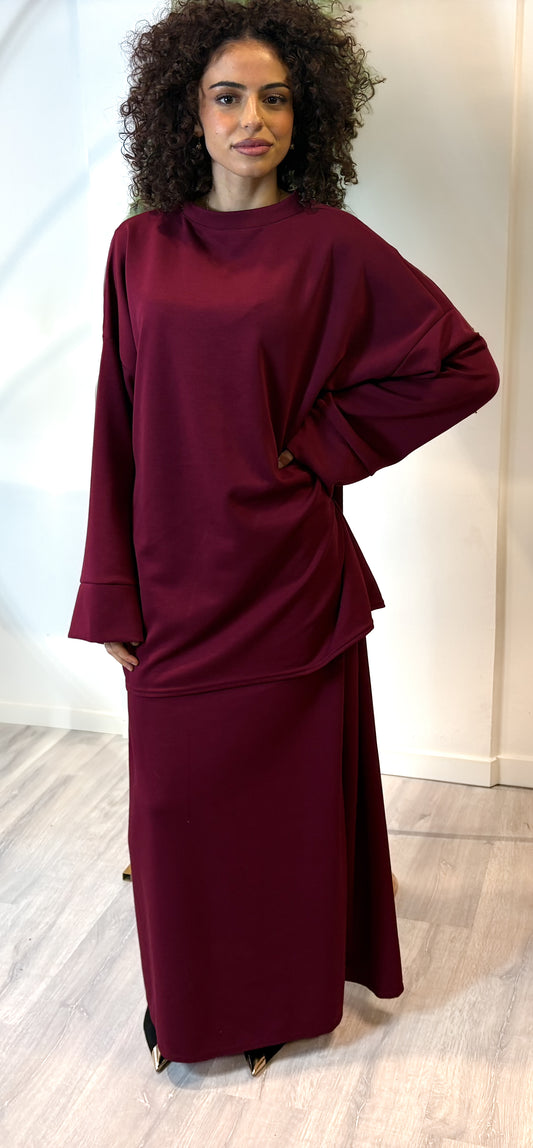 Set Top and skirt - burgundy red