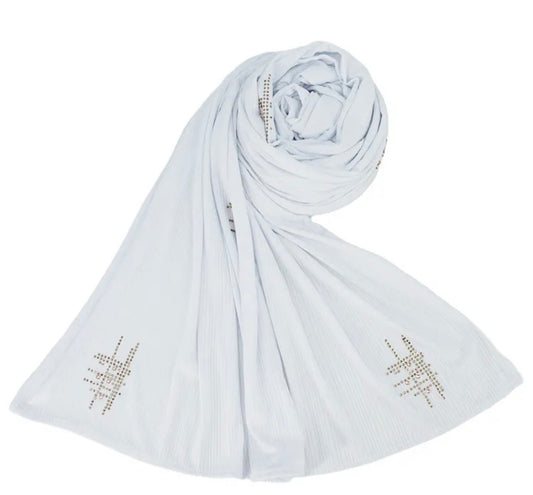 Ribbed scarves with stones - White