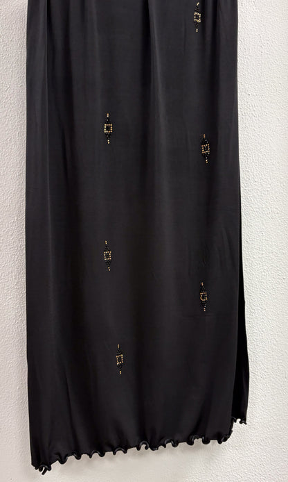 Premium scarf with stones and ruffled - Black