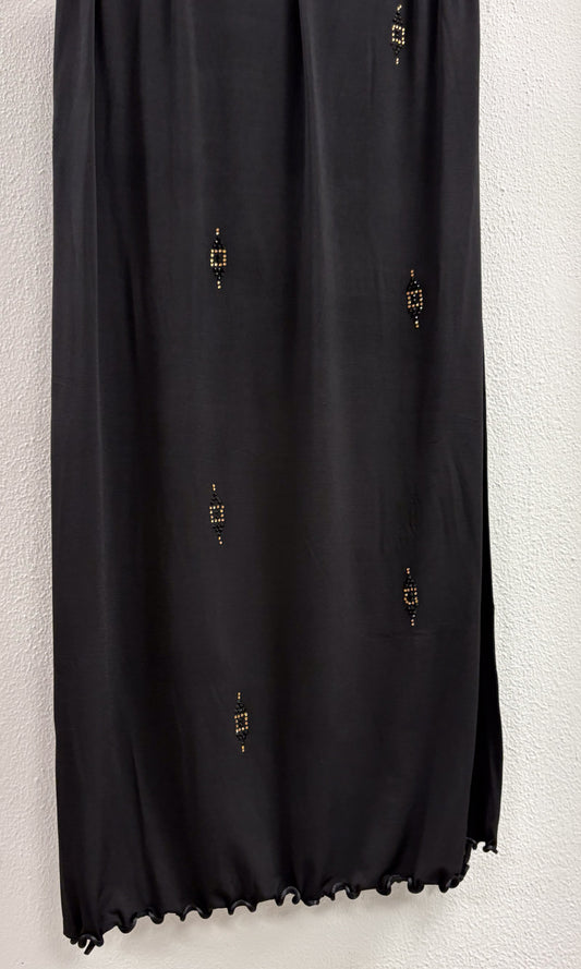 Premium scarf with stones and ruffled - Black